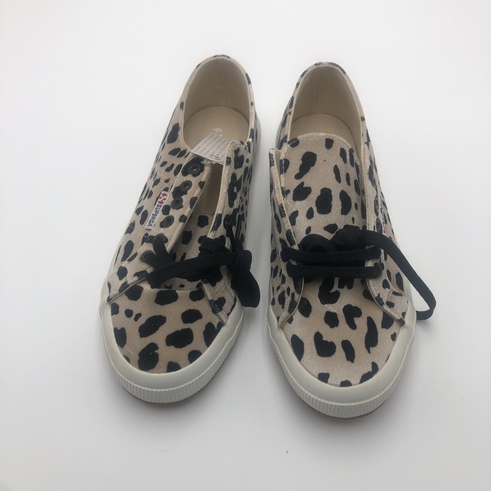 Superga Womens Shoes Dalmation Print New Sz 9.5  Velvet Tan Black‎ Spots No Box
